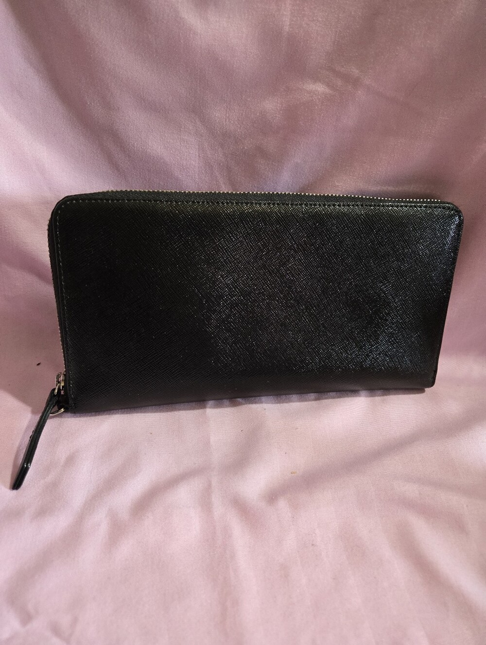 Halogen Black Saffiano Leather Wallet Full Zip